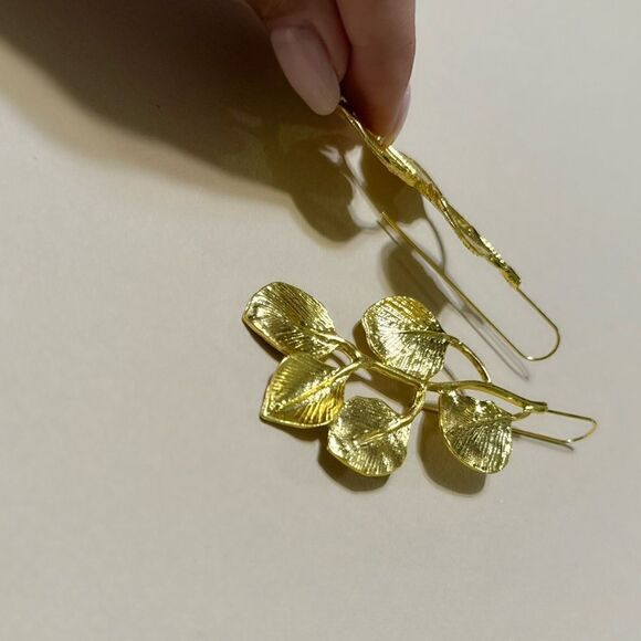 Leaf drop earrings N871 - Picture 3 of 4